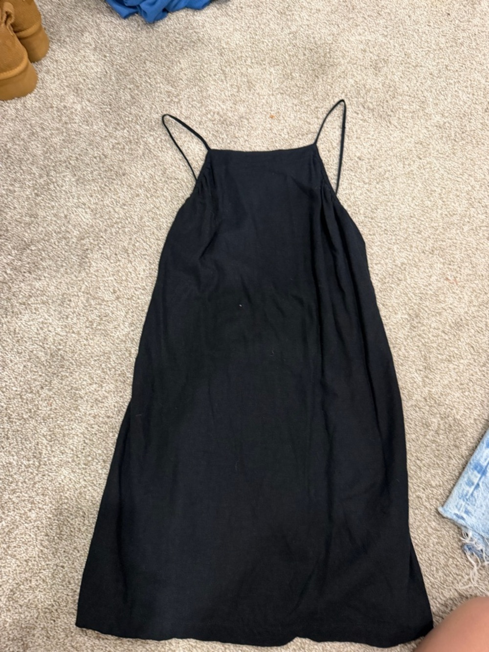 Abercrombie & Fitch Black Midi Slip Dress with Spaghetti Straps